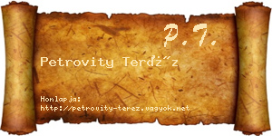 Petrovity Teréz névjegykártya